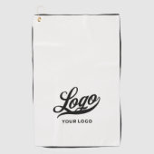 オフホワイト黒縁ど社ロゴ・ビジネス・クラブ ゴルフタオル (正面)