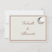 オフホワイト&シナモンムーンフラワー結婚ズ サンキューカード (裏面)