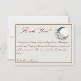 オフホワイト&シナモンムーンフラワー結婚ズ サンキューカード