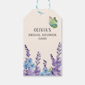 オフホワイト パープル 花 フラワー バタフライ ブライダルシャワー ギフトタグ (裏面)