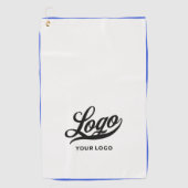 オフホワイト+ブルー縁ど会社ロゴ・ビジネス・クラブ ゴルフタオル (正面)