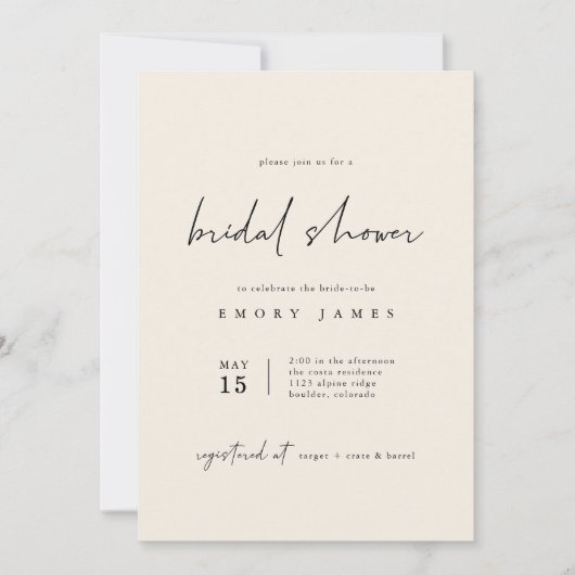 オフホワイト ボヘミアンブライダルシャワー招待状 招待状 (正面)