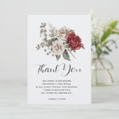 オフホワイト&レッドローゼスフローラブーケありがとう サンキューカード (スタンド正面)