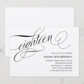 オフホワイト 現代風 18歳の誕生日パーティー招待状 招待状 (正面/裏面)