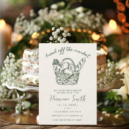 オフマーケット手描きグリーン ブライダルシャワー 招待状