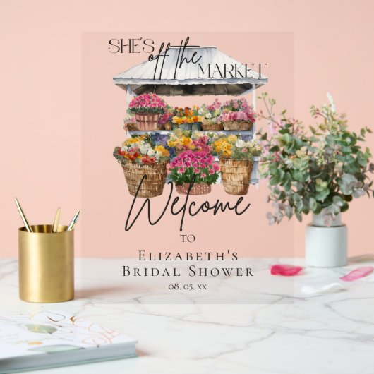 オフマーケット フラワーズ エレガント スクリプト ウェルカム アクリルサイン (ウェディング)