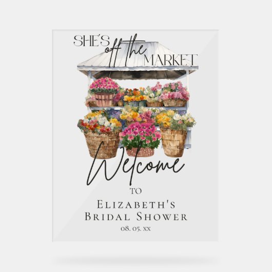 オフマーケット フローラル エレガント スクリプト ウェルカム アクリルサイン (正面)