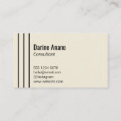 オフミニマルホワイトとブラックのストライプのプロフェッショナル 名刺 (裏面)