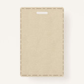 オフモダンホワイトブラウン縫い付きレザーフェイクフォト バッジ (裏面)