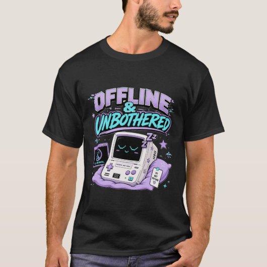 オフラインで邪魔しないレトロステッカー Tシャツ (正面)