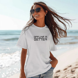 オフラインの方が楽しいハイキングシャツ ブラック Tシャツ