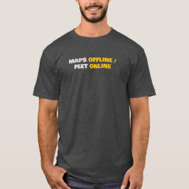 オフライン地図 オンライン足元 ミニマルなテキスト Tシャツ