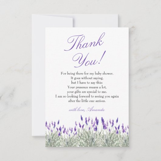オフランスのビーベラベンダー男女兼用赤ちゃんシャワー サンキューカード (正面)