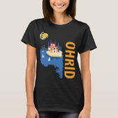 オフリド マケドニア 湖 青 オレンジ 旅行 Tシャツ (正面)