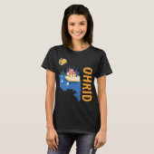 オフリド マケドニア 湖 青 オレンジ 旅行 Tシャツ (正面フル)