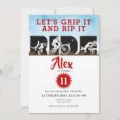 オフロードアドベンチャーダートバイクモトクロス誕生日 招待状 (正面)