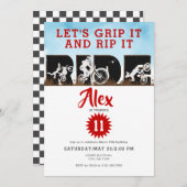 オフロードアドベンチャーダートバイクモトクロス誕生日 招待状 (正面/裏面)