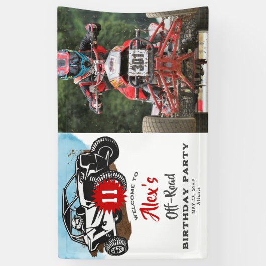 オフロードアドベンチャーATVモンスタートラック誕生日 横断幕 (縦)