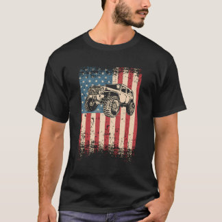 オフロードアメリカンアメリカ国旗4X4マディング Tシャツ