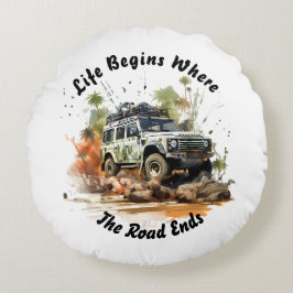 オフロードカーアドベンチャーラウンドスロー枕 ラウンドクッション