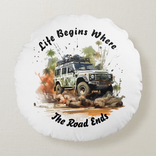 オフロードカーアドベンチャーラウンドスロー枕 ラウンドクッション (正面)