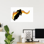 オフロードダートバイク(炎あり) ポスター (ホームオフィス)