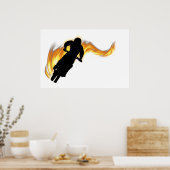 オフロードダートバイク(炎あり) ポスター (キッチン)