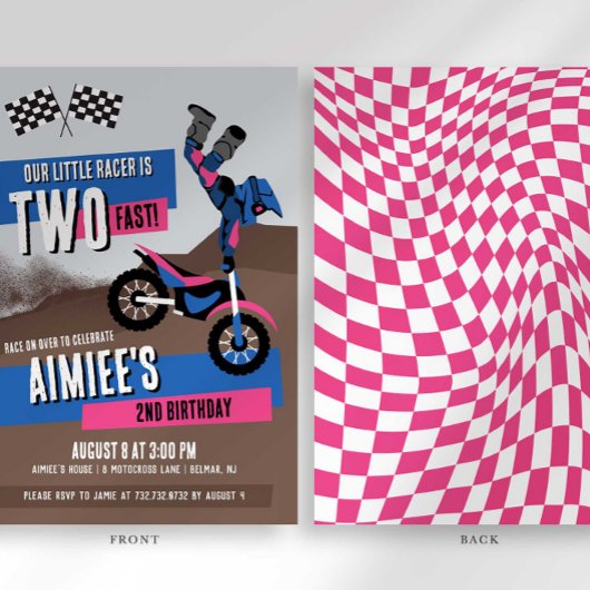オフロードバイクの2歳誕生日パーティー招待状 招待状