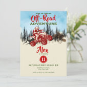 オフロードバイクの4輪アドベンチャー誕生日 招待状 (スタンド正面)