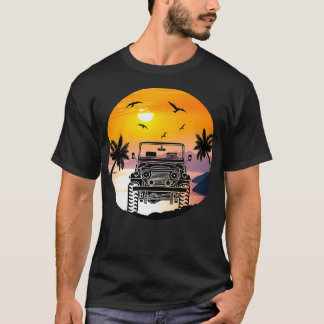 オフロードレトロスタイル4x4ヴィンテージ70s日没 tシャツ