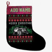 オフロード車の醜いクリスマスセーター ラージクリスマスストッキング (正面)