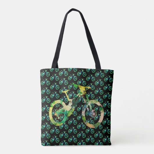 オフロード マウンテンバイク エクストリームスポーツ 水彩画 MTB トートバッグ (裏面)