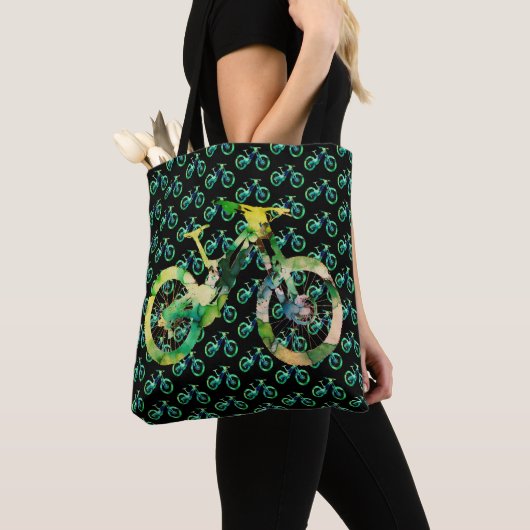 オフロード マウンテンバイク エクストリームスポーツ 水彩画 MTB トートバッグ (クローズアップ)