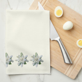 オフ白いスイスタオルSwitzeredelweiss花 キッチンタオル