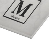 オフ白い大理石と銀静脈モノグラム カッティングボード (角)