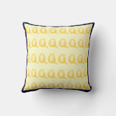 オフ白とマスタード黄色の猫のモダン枕 クッション (裏面)