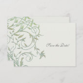 オフ白と緑のつる植物結婚式の日付を保存 セーブザデート (正面/裏面)