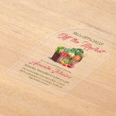 オフ素朴ザマーケットファームハウスブライダルシャワー アクリル招待状 (レイダウン)