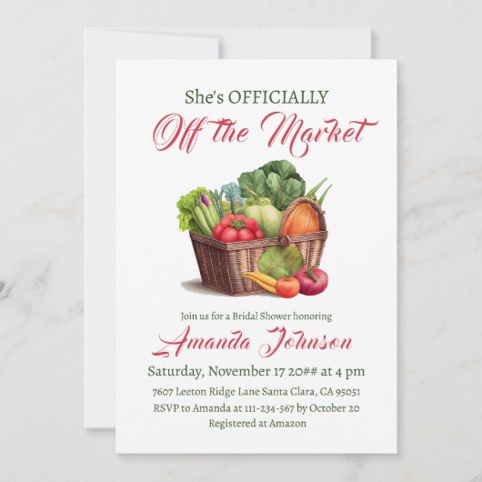 オフ素朴ザマーケットファームハウスブライダルシャワー 招待状 (正面)