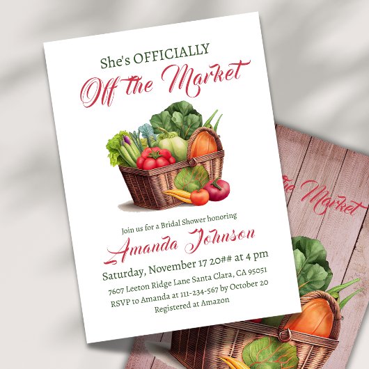 オフ素朴ザマーケットファームハウスブライダルシャワー 招待状