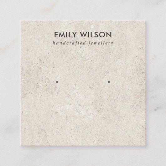 オフ素朴ホワイトスタッコスタッドイヤリングディスプレイカード スクエア名刺 (正面)