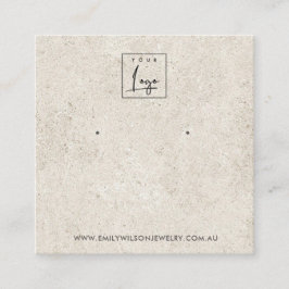 オフ素朴ホワイトスタッコスタッドイヤリングディスプレイカード スクエア名刺