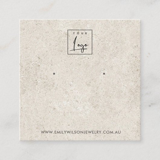 オフ素朴ホワイトスタッコスタッドイヤリングディスプレイカード スクエア名刺 (正面)