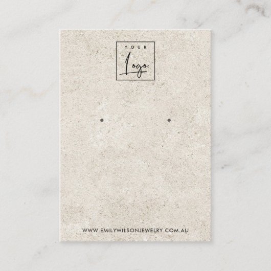 オフ素朴ホワイトスタッコスタッドイヤリングディスプレイカード 名刺 (正面)