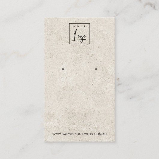 オフ素朴ホワイトスタッコスタッドイヤリングディスプレイカード 名刺 (正面)