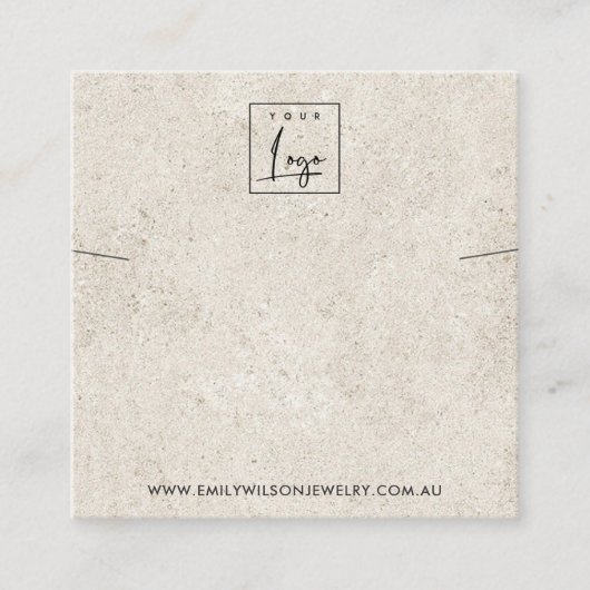 オフ素朴ホワイトスタッコネックレスブレスレットディスプレイ スクエア名刺 (正面)
