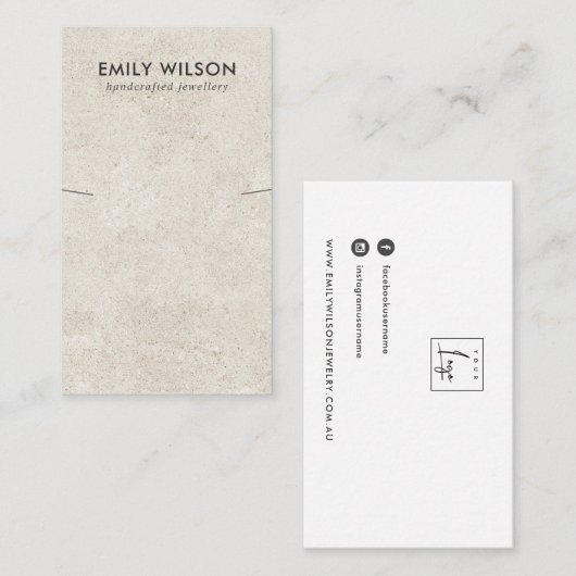 オフ素朴ホワイトスタッコネックレスブレスレットディスプレイ 名刺 (正面/裏面)