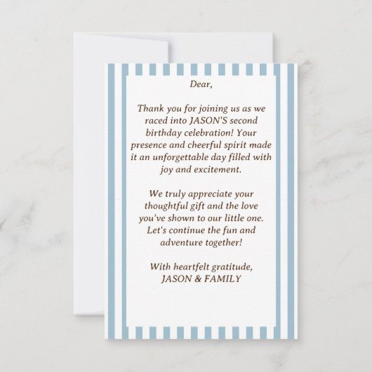 オフ2レース馬の馬の馬乗りダービー誕生日 サンキューカード (裏面)