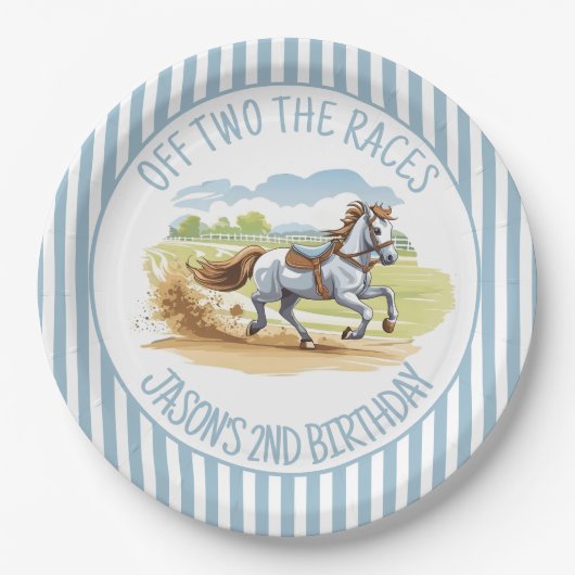 オフ2レース馬術ダービーパーティー印刷 ペーパープレート (正面)