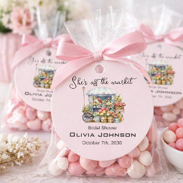オフ・ザ・マーケット ピンク フラワーブライダルシャワー フェイバータグ